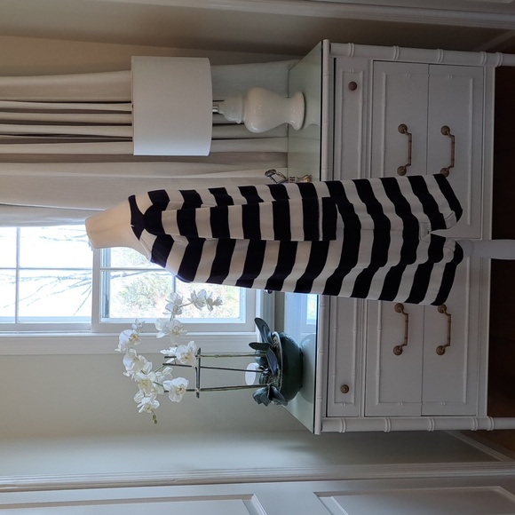 J.Crew Womens Navy/Cream Striped Long Sleeve‎ Cotton Midi Dress Size Small - Picture 4 of 12